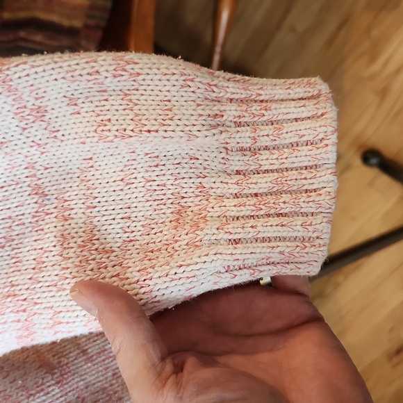 GAP marled pink 100% cotton sweater hi low red coral white size XL comfy baggy - Picture 2 of 15